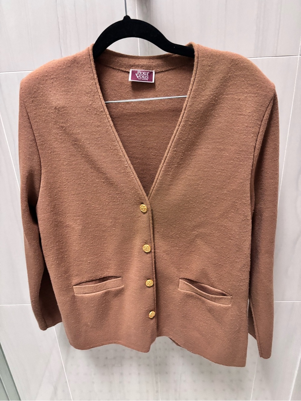 Vintage French Camel cardigan with gold buttons